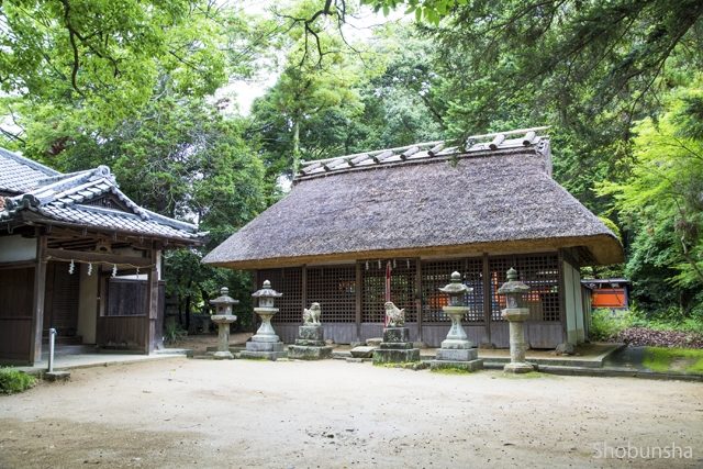 【山の辺の道×観光】珍しい茅葺きの拝殿が特徴「夜都伎神社」